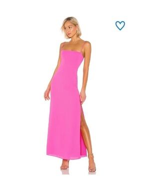 Superdown Addison maxi dress pink fuschia slip dress side slit Revolve